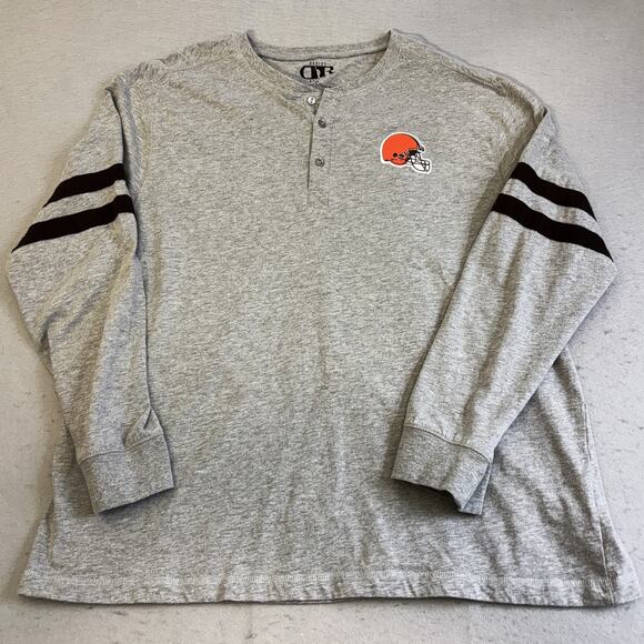 Darius Rucker Cleveland Browns Shirt Mens XXL Gray Sportswear NFL Henley Casual - Picture 1 of 7
